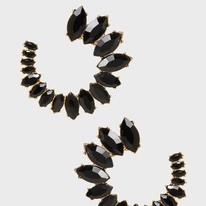 New Black diamond hoop gem earrings